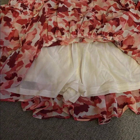 Blu Pepper Red and Pink Ruffled Mini Skirt - Picture 3 of 6